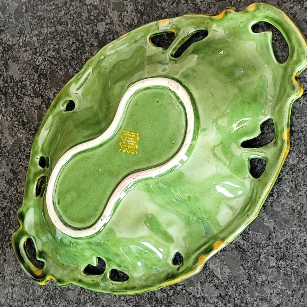 Vintage J. Willifred Hand Crafted Grape Leaves Platter - Picture 4 of 10